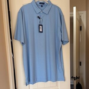 Peter Millar brand new blue short sleeve golf shirt.